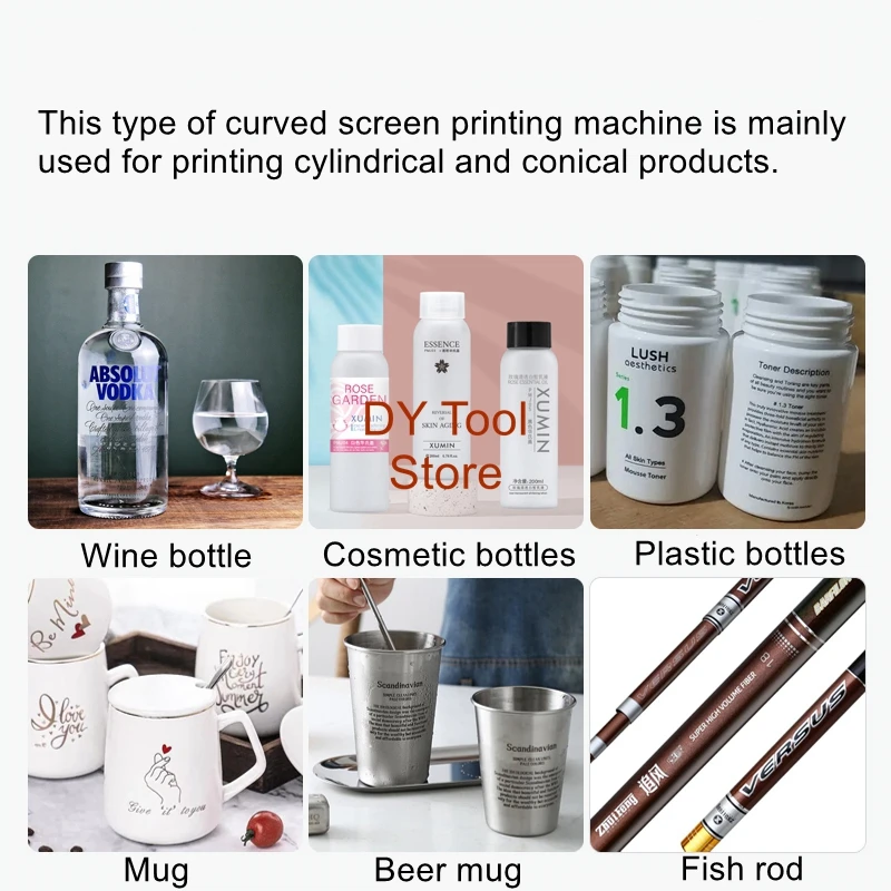 Curved screen printing machine Manual round bottle Curved screen printing table Screen printing bottle Cup cylinder cone enlarge