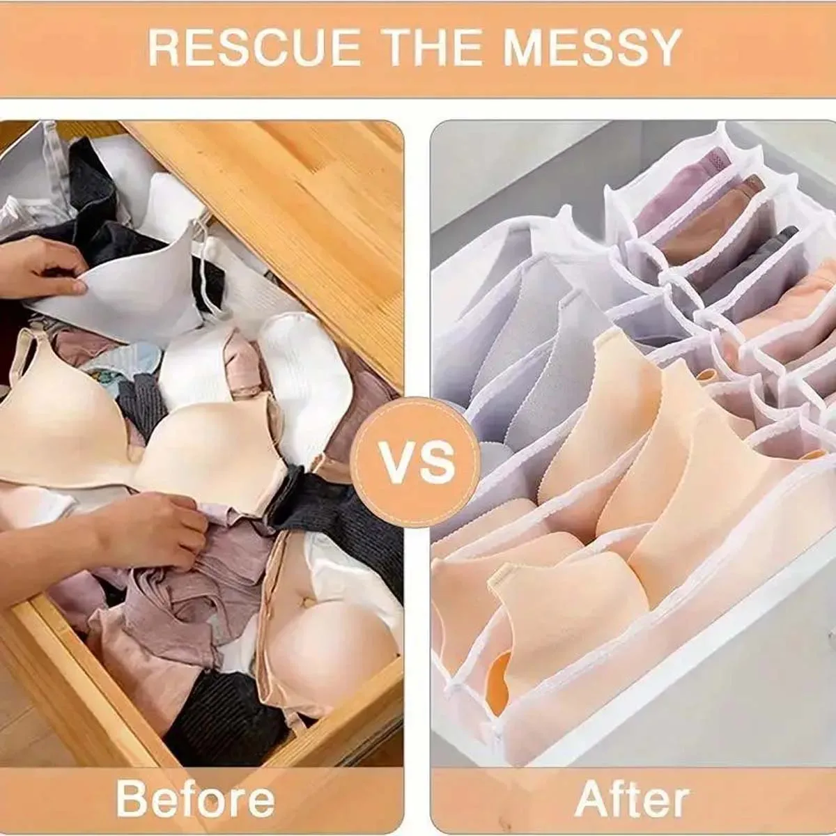 1 Шт. Прозрачная Сетчатая Коробка Для Хранения Нижнего Белья Складной