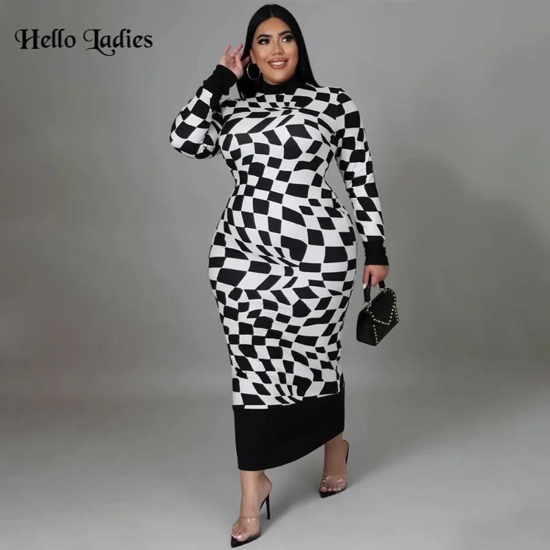 HL Plus Size African Dresses for Women New Vetement Femme Dashiki Print Lattice Dress Africa Clothes Dashiki Ankara Dresses