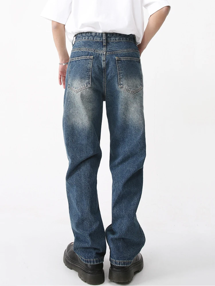 Korean Version of Slim Y2K Jeans Splicing Design Medium Waist Denim Trousers Men's Street Clothing Pants Men Clothing  Denim