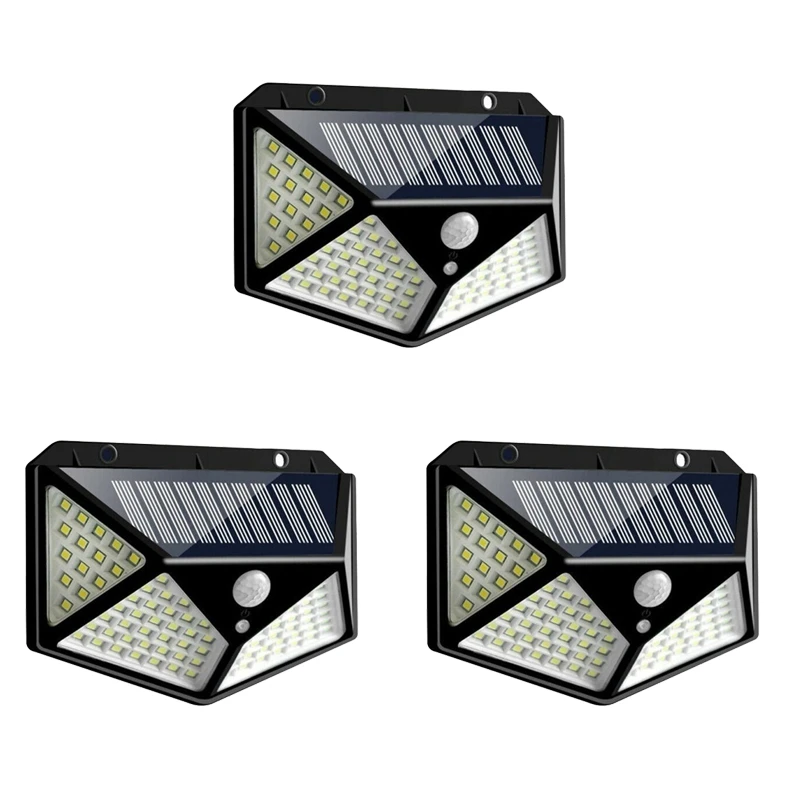 

3 Outdoor Solar Lights, 100LED Rainproof Outdoor Solar Wall Lights, Suitable For Lighting In The Courtyard