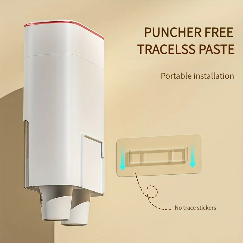 1PCS Disposable Paper Cup Dispenser Wall Mounted Plastic Water Holder Anti-Dust Rack Organizer