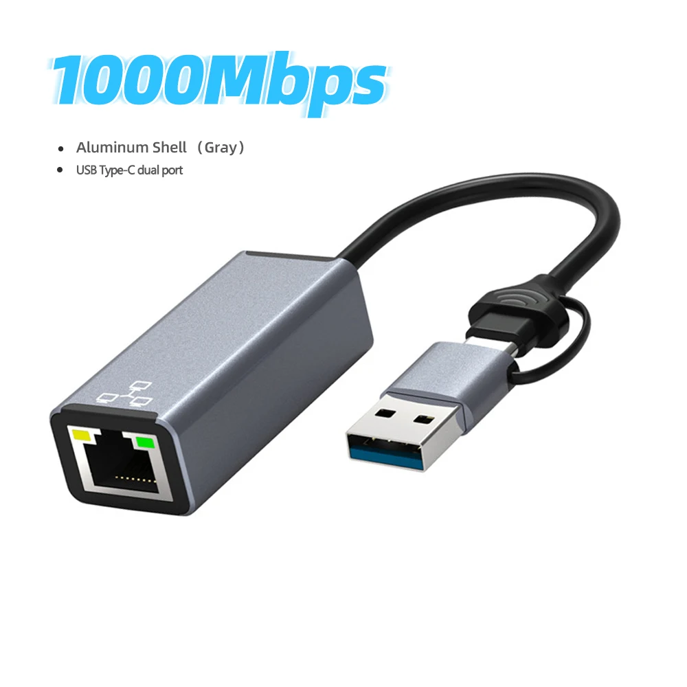 

USB3.0 1000Mbps Network Card Type C USB to RJ45 Converter Wired Gigabit Ethernet Lan Adapter for Nintendo Switch Macbook Laptop