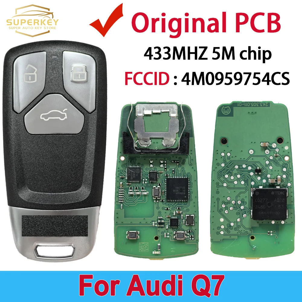 

SUPERKEY OEM печатная плата для Audi Q7 5M чип MLB непосвященная высокая конфигурация пустой 433 МГц дистанционный смарт-ключ 4M0959754CS