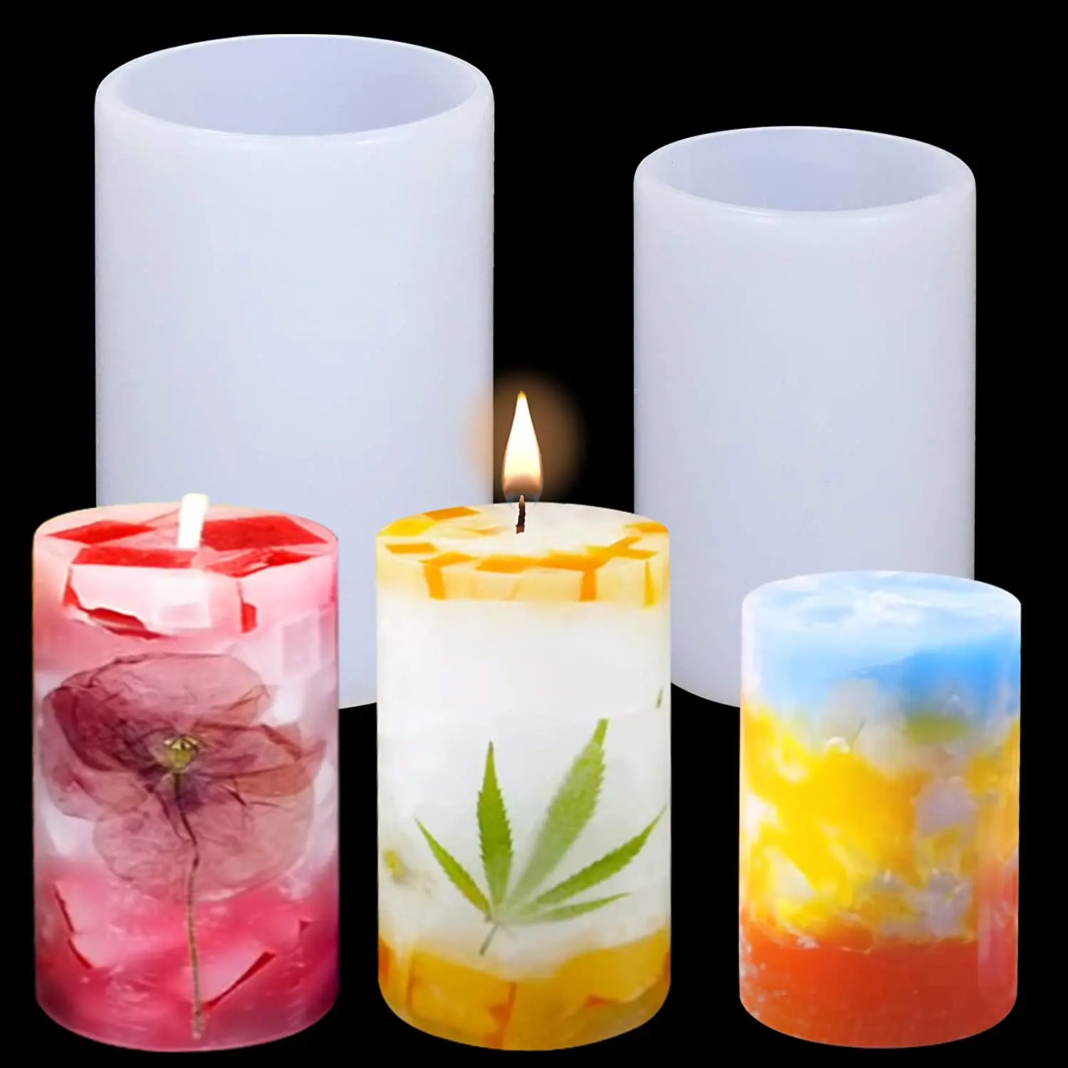 

Candle Silicone Mold Cylindrical Thick Rack Flat Top Aromatherapy Candle Mold DIY Geometric Shape Resin Epoxy Drop Glue Mould