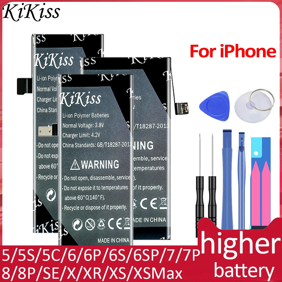 Original kikiss Phone Battery For iPhone 6 6S 7 8 5S 5 SE 6 plus Replacement Quality Bateria For iPhone6 iPhone7 With Tools kit
