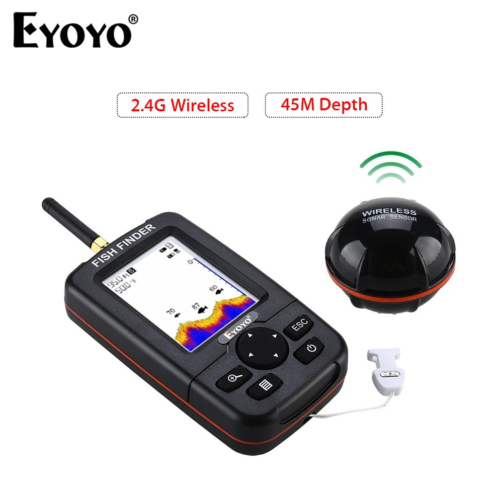 Eyoyo JX01 Portable Sonar Fish Finder Color Screen 90° Detection Area Wireless Echo Sounder For Fishing 45M Depth 4*AAA Battery enlarge