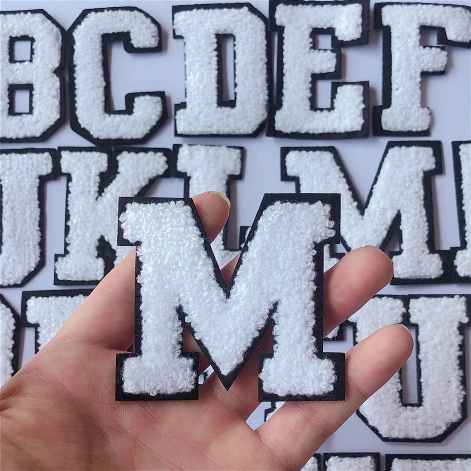 

English Letters Alphabet Towel Embroidered Patches For Children Clothing Bags Jeans Sew On Accessories DIY Name Patch Applique