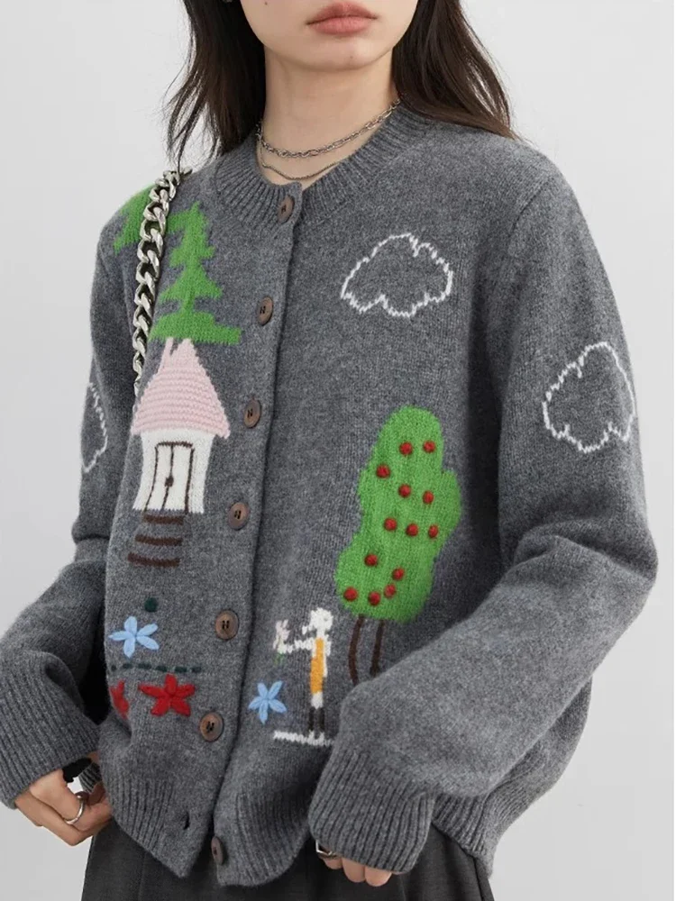 CHIC VEN женские свитера свободные тонкие новые вязаные кардиганы жаккардовые