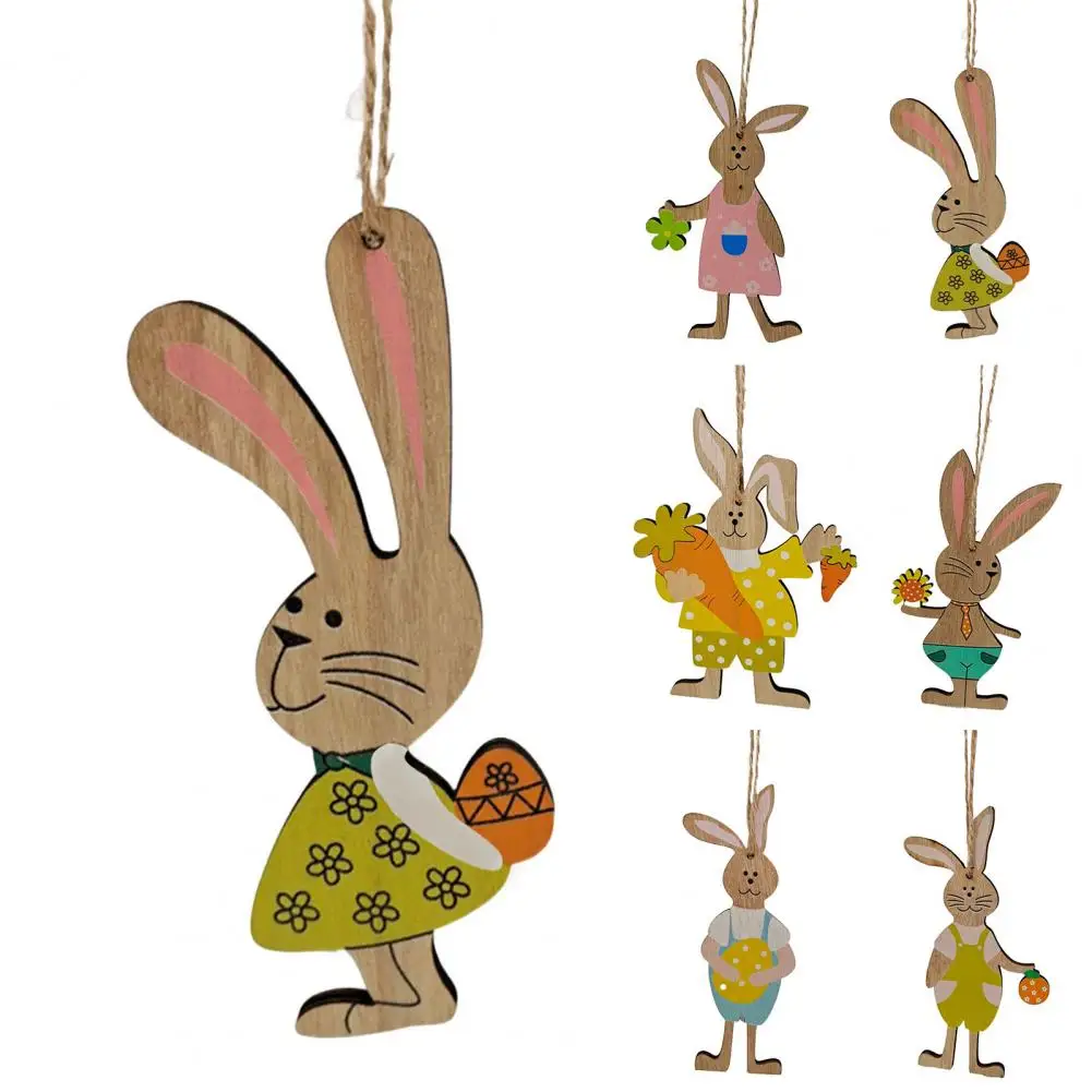 

Festive Chic Multi Styles Bunny Decoration Decorative Easter Day Rabbit Pendant Hanging Hole Easter Day Gift