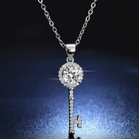 imitation moissanite key pendant necklace for women s925 classic one carat aaa zircon choker charm girl valentines day jewelry