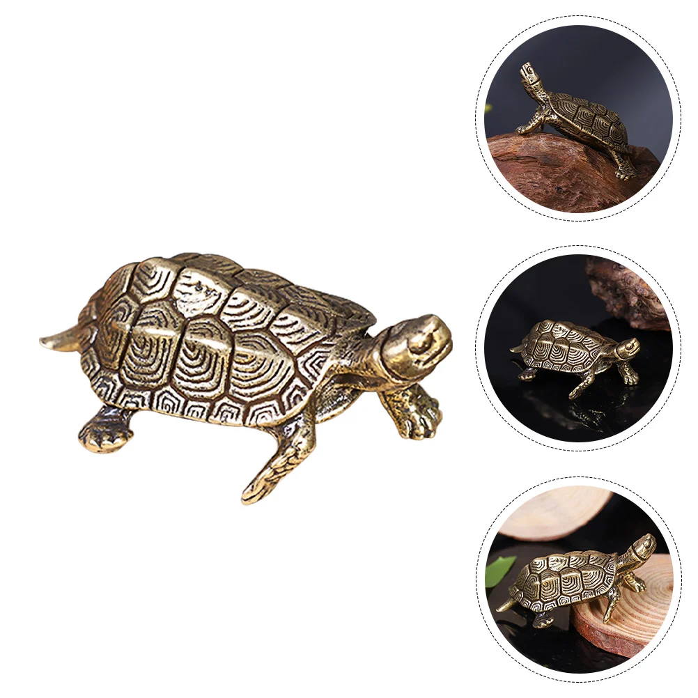 

Turtle Tea Decor Gold Ornament Pet Brass Sculpture Animal Longevity Statue Figurines Figurine Desktop Decoration Sea Vintage