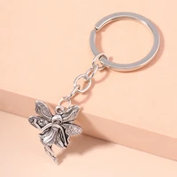 retro silver color alloy angel keychain lovely girl key ring souvenir gifts for women men handbag pendants car key chains gift