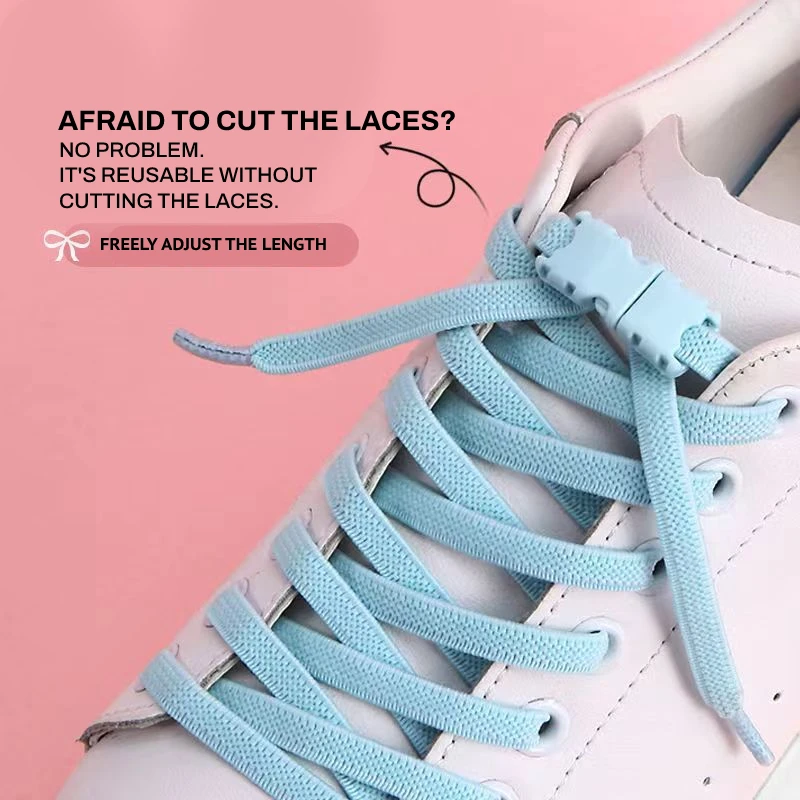 No Tie Elastic Shoelaces For Kids Adult Sneakers Shoelace  Automatic Fixer Quick Lazy Laces Shoe Strings Pink Red
