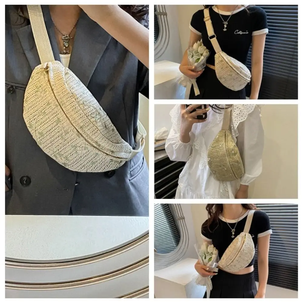 Женские сумки через плечо из соломенной ткани с листьями легкая женская летняя