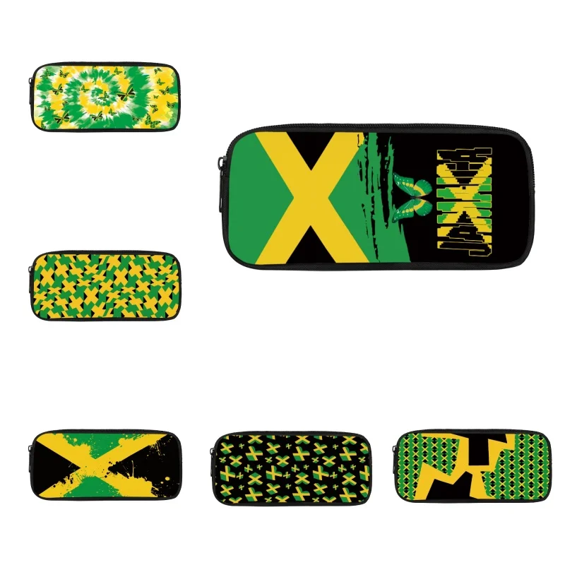 

Jamaican Flag Printed Children Pencil Case Students Multifunction Pencil Bag Stationery Supply Small Cosmetic Case for Female