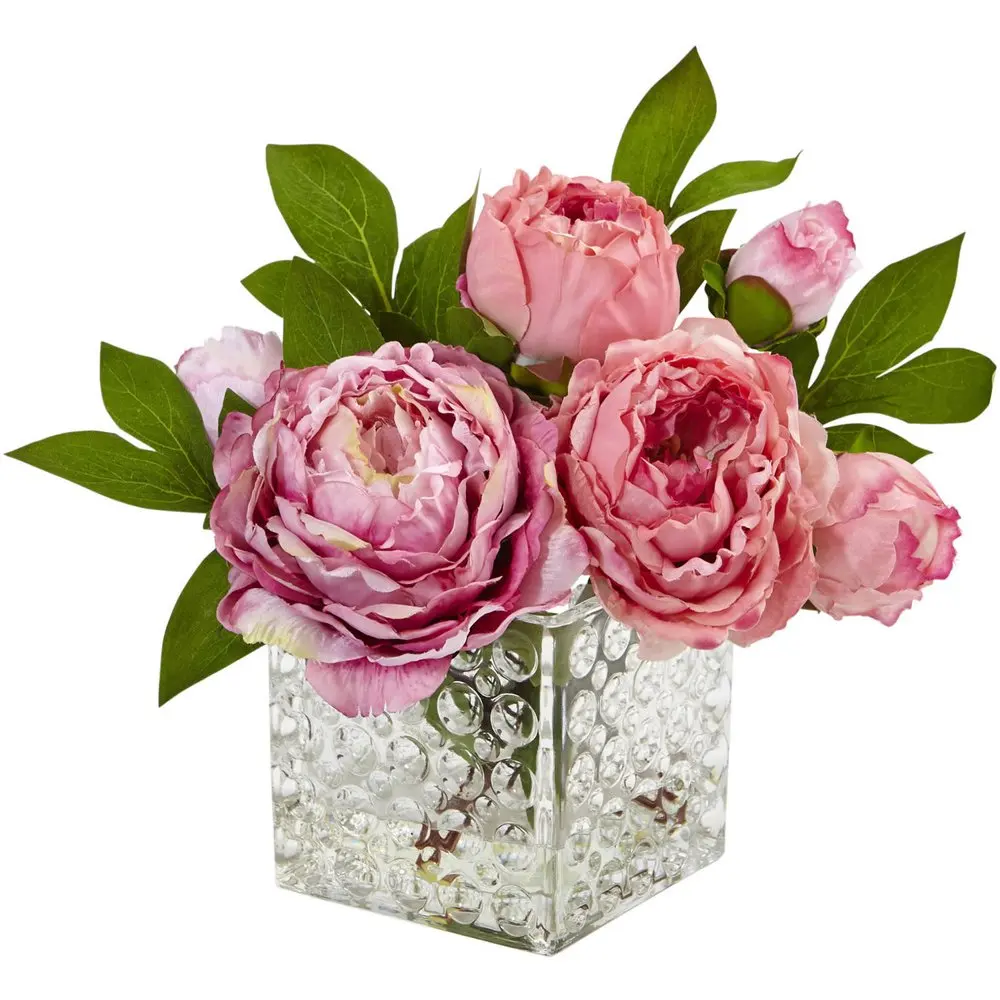

Artificial Peony in Glass Vase