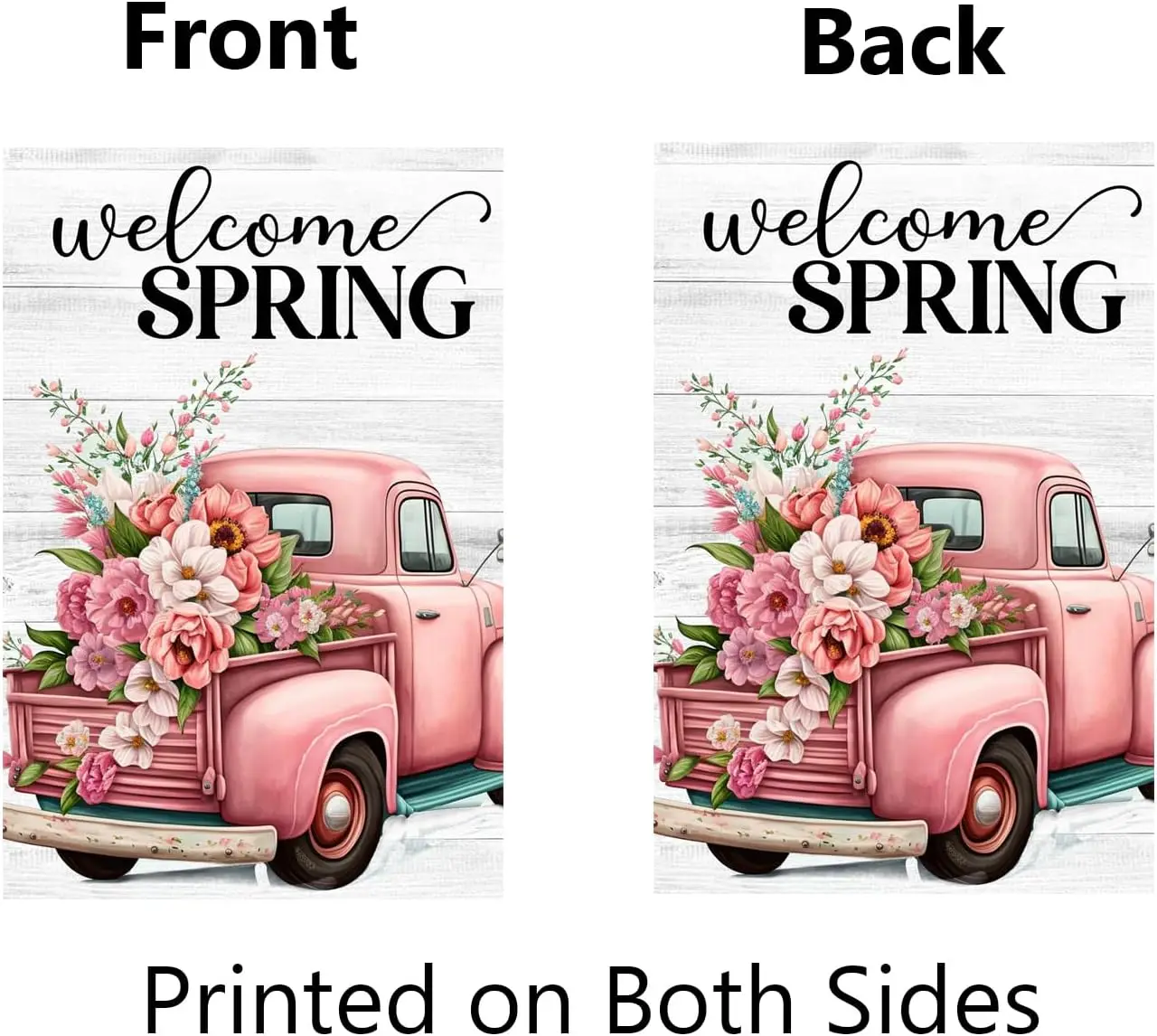 Добро пожаловать весенний розовый грузовик садовый флаг для улицы 12x18 дюймов