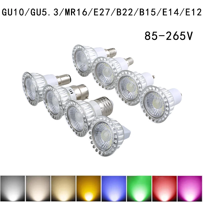 

High Power RGB LED Light COB 5W MR16 E27 E14 GU10 GU5.3 B15 LED Spotlight 85-265V Super Bright Spotlight Suitable Dance Party
