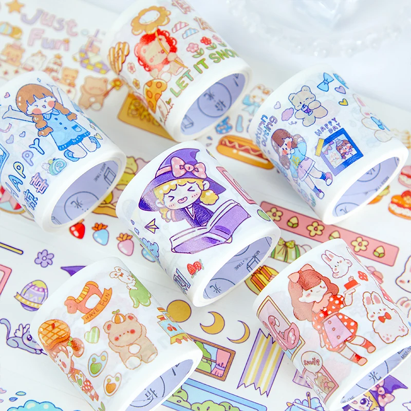 Cute Party Girls Washi Tape Kawaii Decoration Phone Laptop Labels Accessories Seal Postcards Letters Scrapbooking Diary Collage