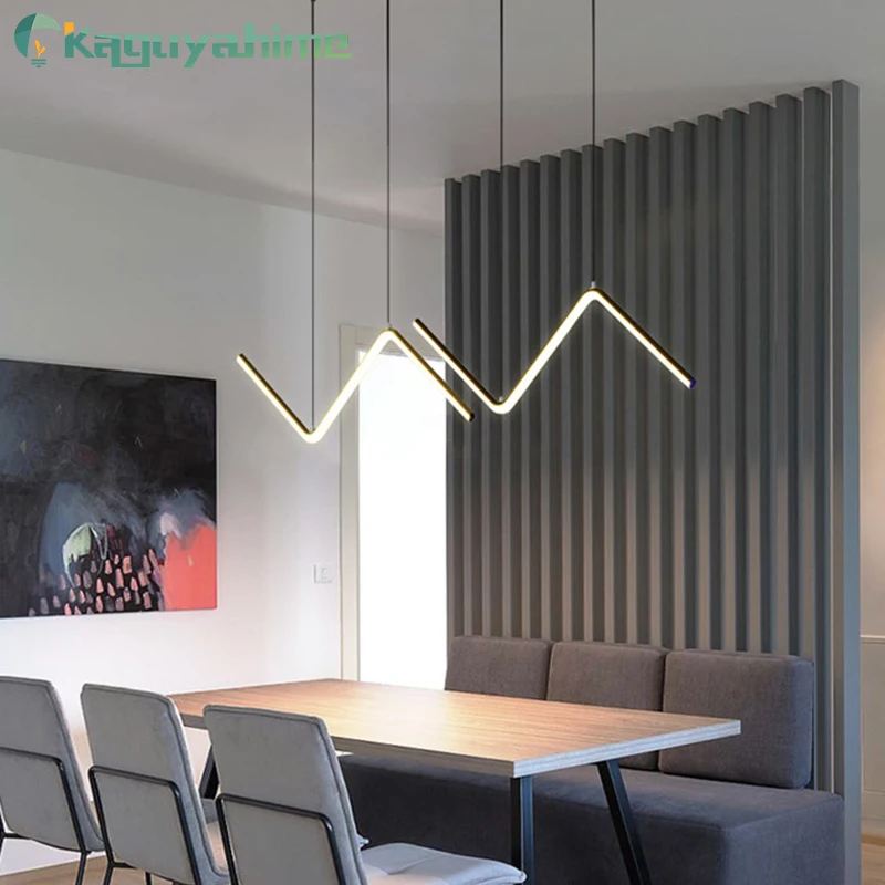 

KPS Modern LED Pendant Light Black Gold Hanging Chandelier For Tubular Restaurant Office Coffee Indoor Decorative Lamp