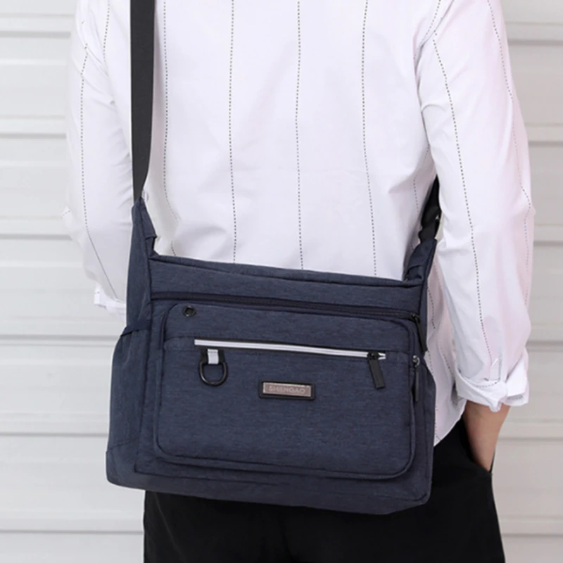 

Canvas Shoulder Bags Men Tote Messenger Water Resistant Strong Fabric Bags Casual Style Crossbody Bags Multiple Pockets