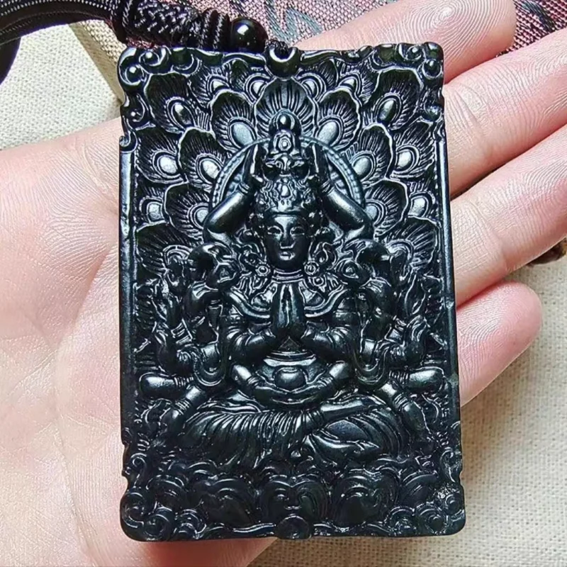 

Natural Serpentine Jade Pendant Medicine Wang Shi Thousand Hands Guanyin Jade Pendant Jade Brand