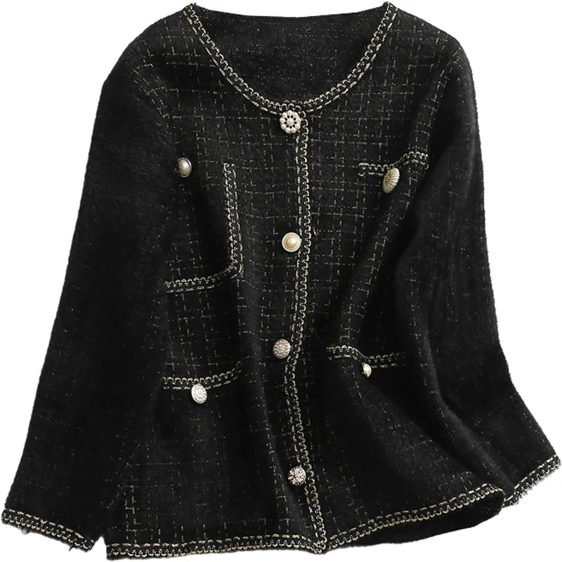 

Suits Sweater Soft Jacket Women Female Tweed Jacket Vintage Fashion Suit Channel Jacket Blazer Femme Feminino Winter Coat Tweed