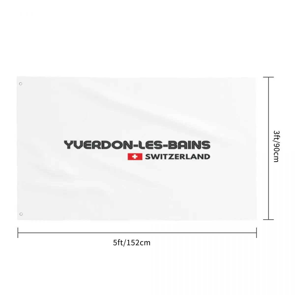Yverdon-les-Bains — Швейцария односторонний печатный флаг