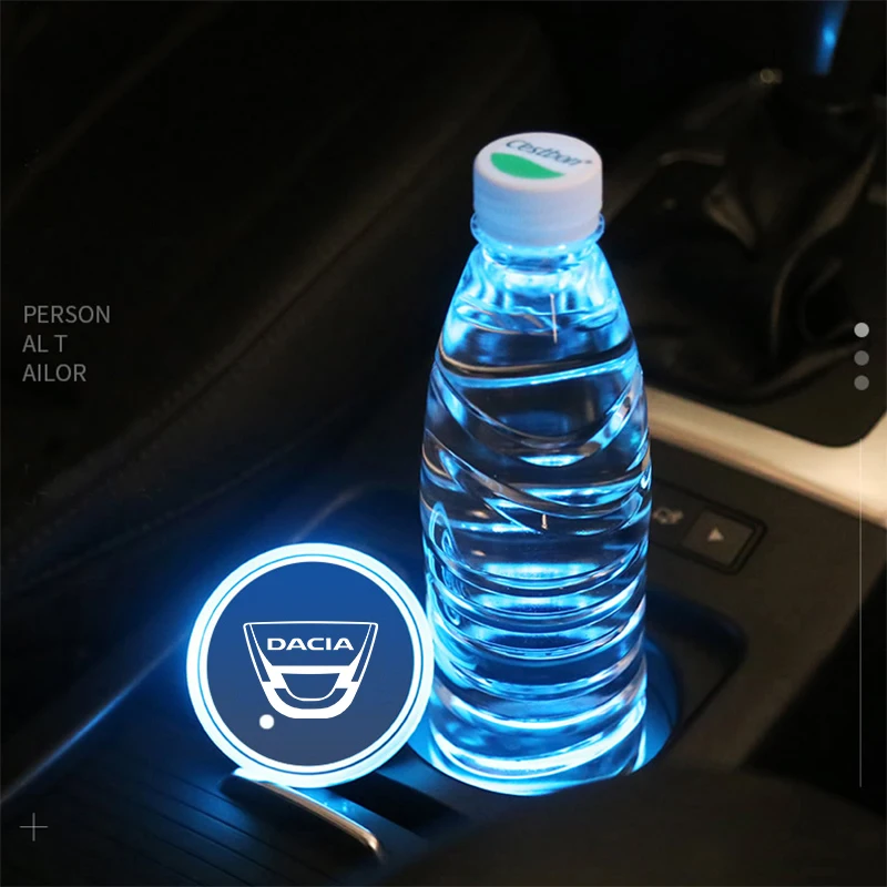 

2Pcs Car Led Cup Coaster Non-slip Mat Automobile Atmosphere Light for Dacia Duster Logan Sandero Stepway Lodgy Car Accessories