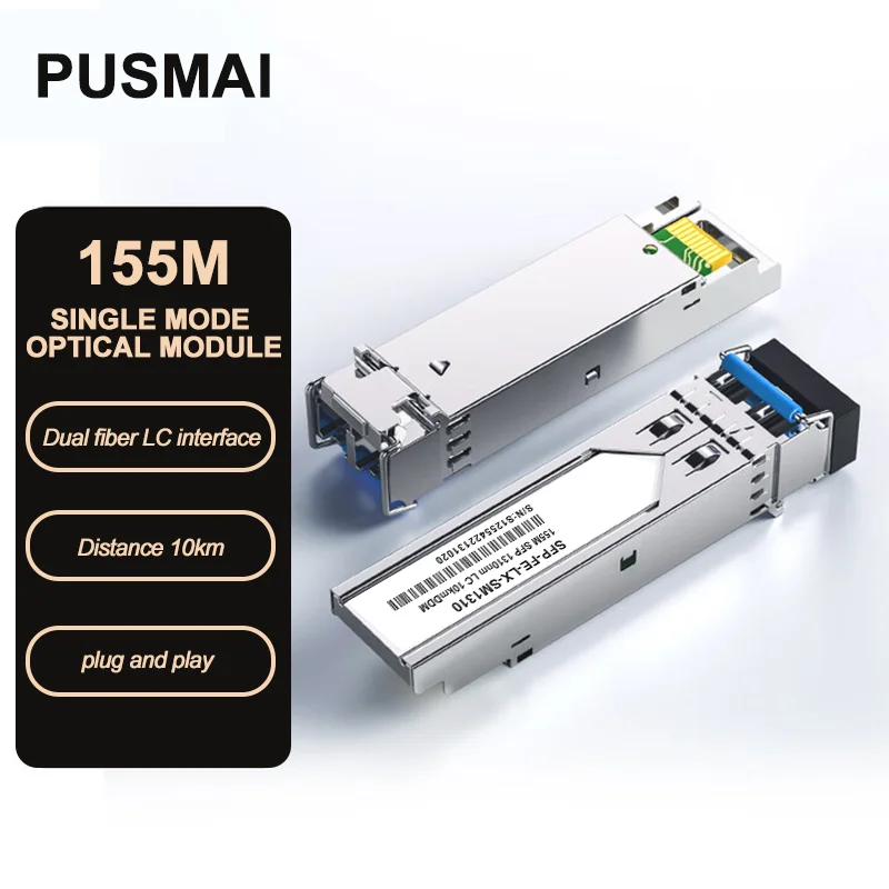 Фото 155M SFP+ 10 км 1310 нм одномодовый двухволоконный модуль, совместимый с коммутатором Cisco Mikrotik Mellanox №1