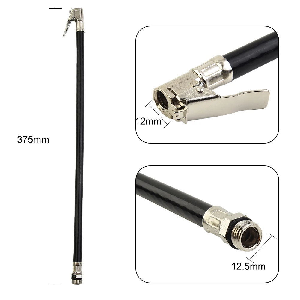 

Tire Hose Pump Tire Inflatable Hose Black Explosion-proof Air Tyre Inflator Inlet 12.5mm Pump Gauge Hose Connector