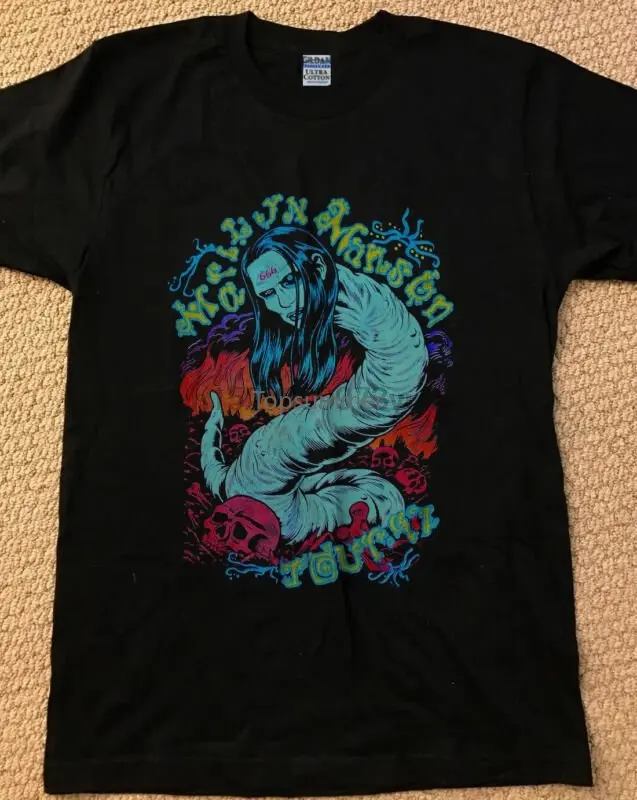 

Rare Vintage Marilyn Manson 1997 Tour Worm Wild Oats T Shirt Top Reprint New