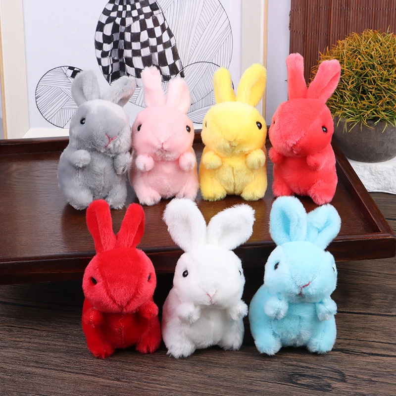 

12 см, 2023, китайский Год Кролика, плюшевая игрушка, цветной кролик, мягкая кукла, детский подарок на Новый год, особый домашний декор