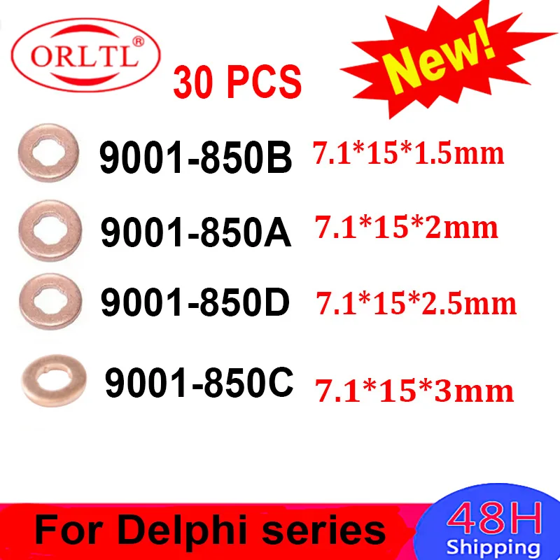 

30 шт. ORLTL 9001-850C шайбы для форсунок, медные кольца, прокладка 9001 850C 9001850 C Толщина 7,1*15*3 3 мм для Delphi EJBR04501D
