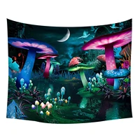 psychedelic mushroom tapestry trippy tapestry art wall decor for room hangings ornament star night sky magic river home room