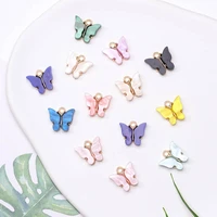 10pcs pink resin animal butterfly enamel charm pendant necklace earrings bracelet diy handmade jewelry craft acrylic accessories