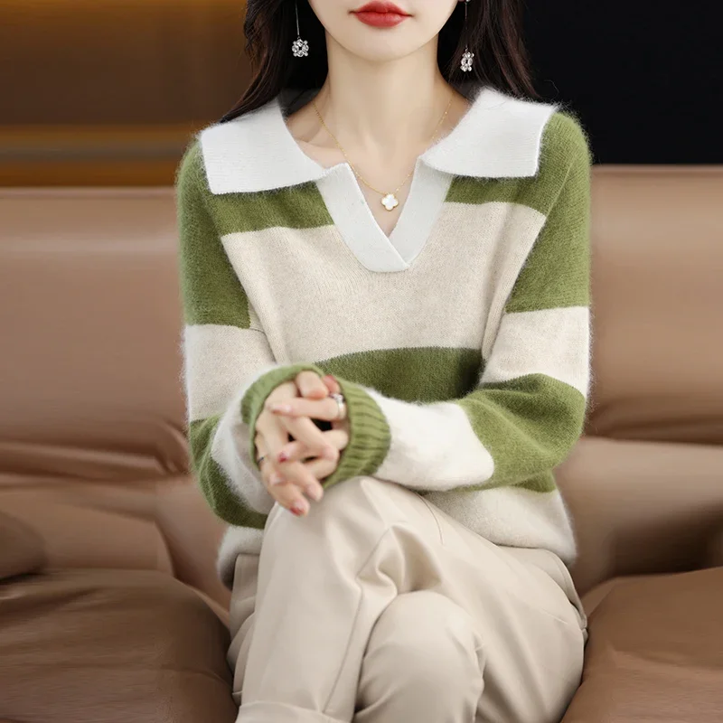 Женский кашемировый свитер WinvyNee с воротником-поло