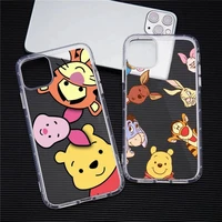cute bear winnie the pooh phone case for iphone 13 12 11 pro max mini xs 8 7 plus x se 2020 xr transparent soft cover