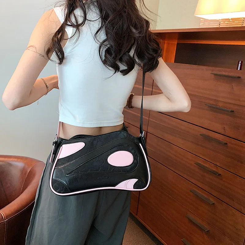 Fashion Versatile Luxury Designer Handbag Women's Simple Contrast Color Single-Shoulder Underarm Bags Commuter Storage Satchel