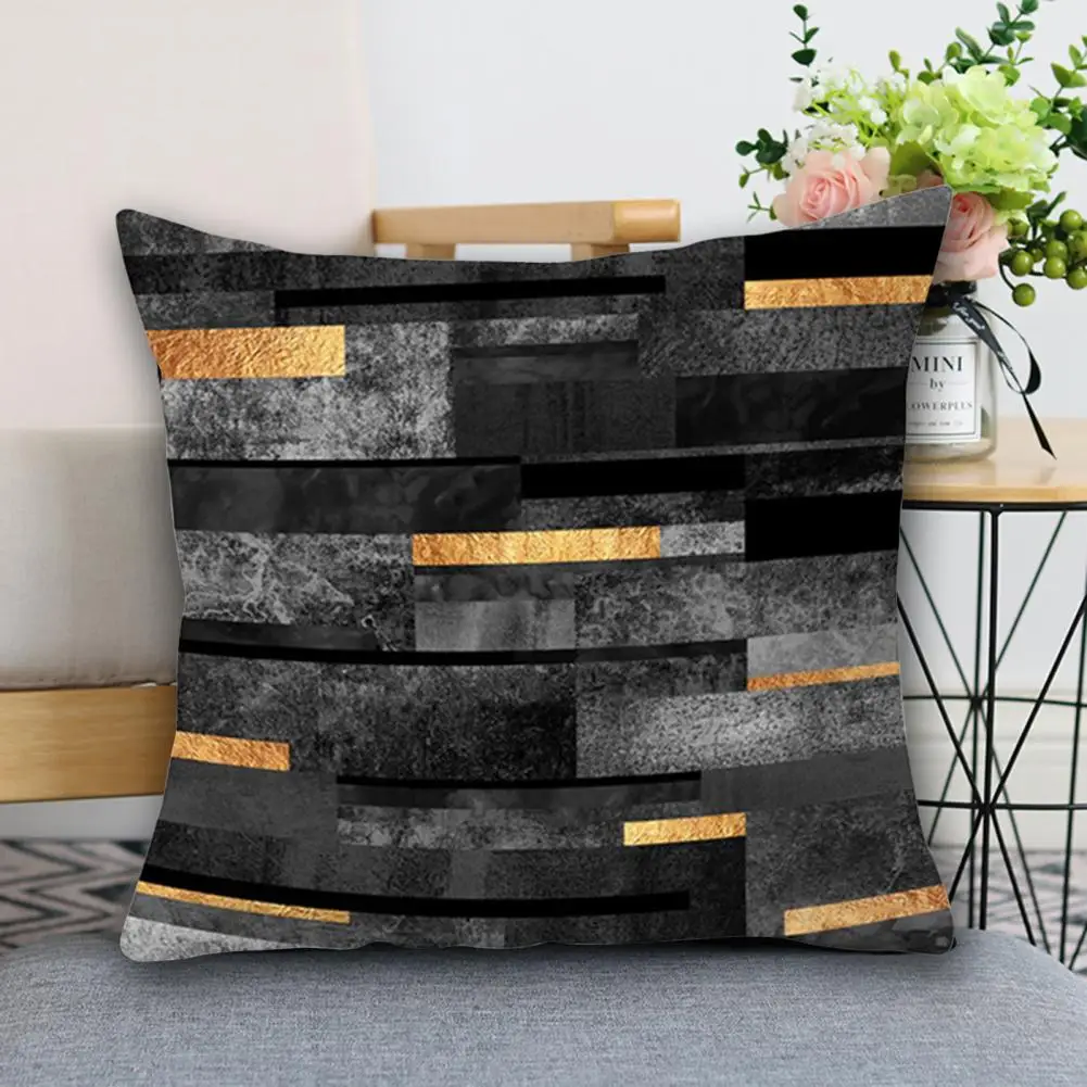 

6 Styles Popular Geometric Foiled Printed Cushion Slipcover Lightweight Pillow Case Breathable Home Supplies
