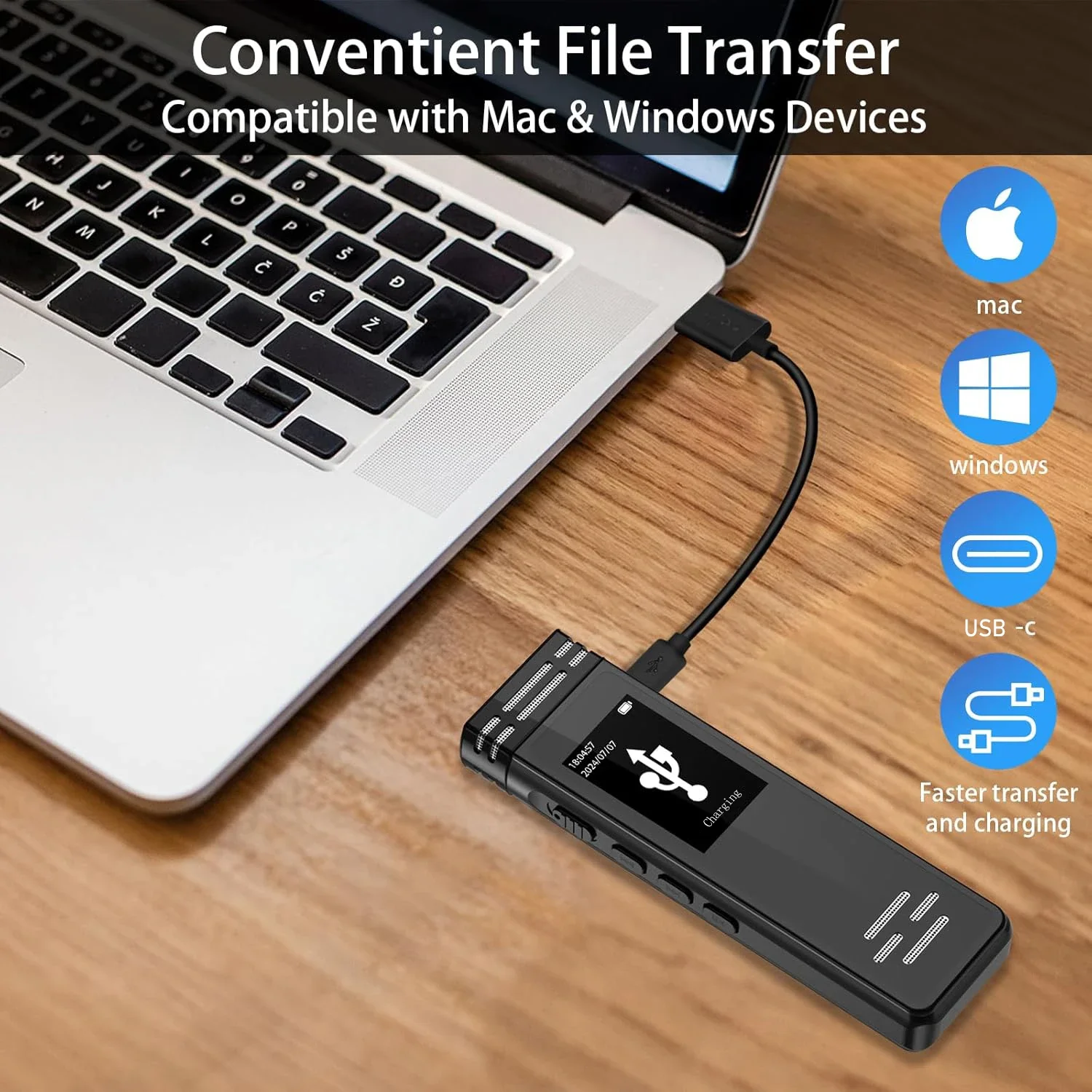 Цифровой диктофон Savetek USB C с голосовой активацией 32 ГБ 64 128