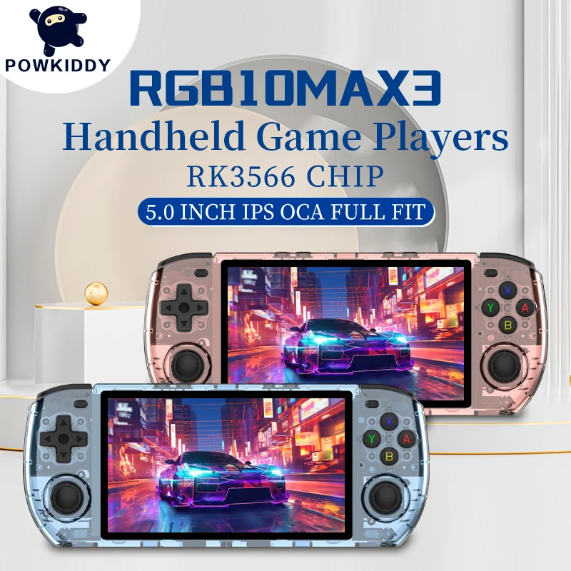 POWKIDDY RGB10MAX3 RK3566 5 Inch 1280*720 Ips Screen Retro Handheld Game Console Open-Source Gaming Children's Gifts