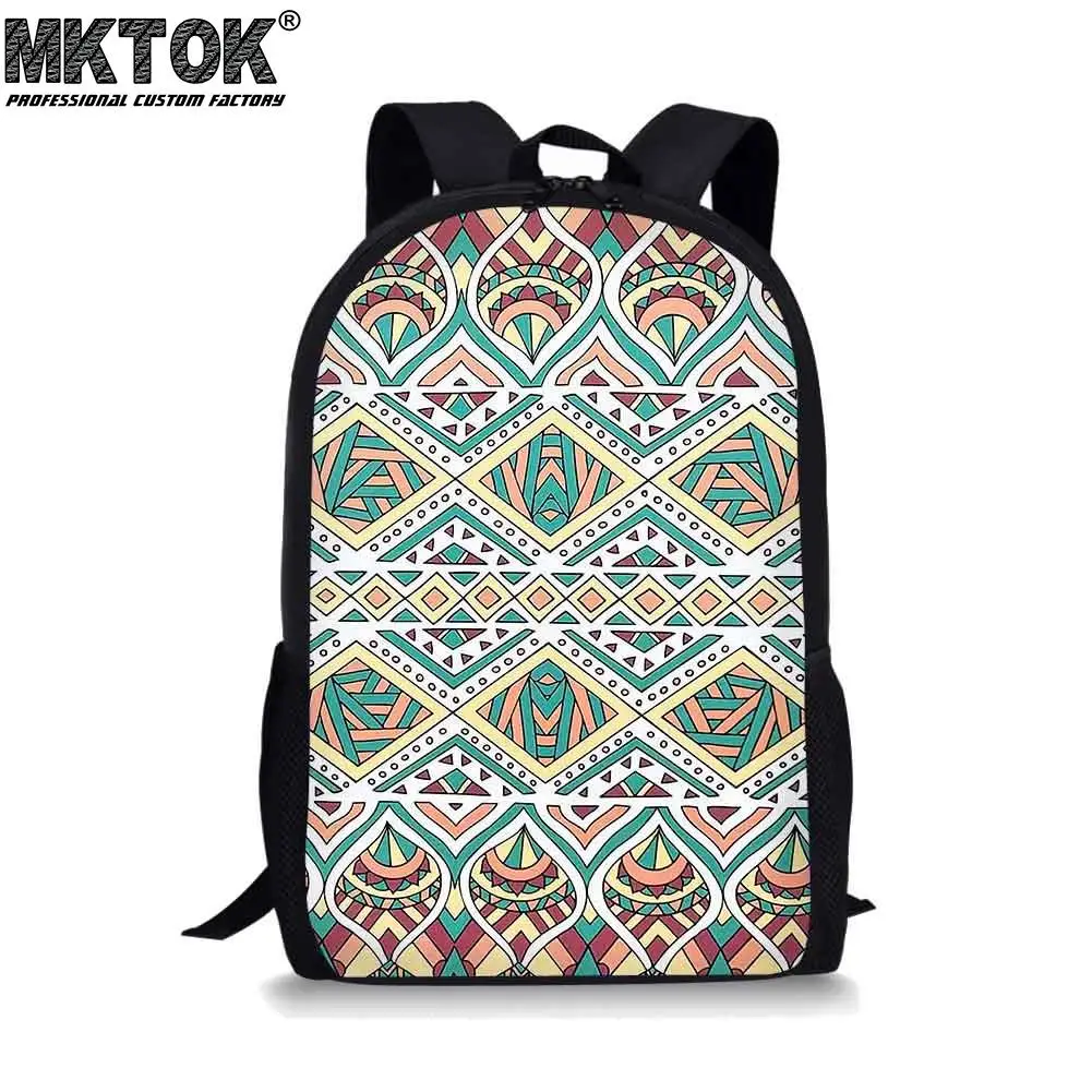 2022 Ethnic Tribal Geometry Print School Bags Fashionable Women's Backpack Premium Waterproof Mochila Femenina Free Shipping