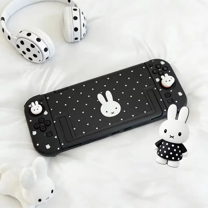Фото Защитный чехол Miffy Polka Dot для Nintendo Switch2 Oled Ns Lite, жесткий корпус с мягкой ручкой и накладками на стики, мультяшный дизайн, подарок №1