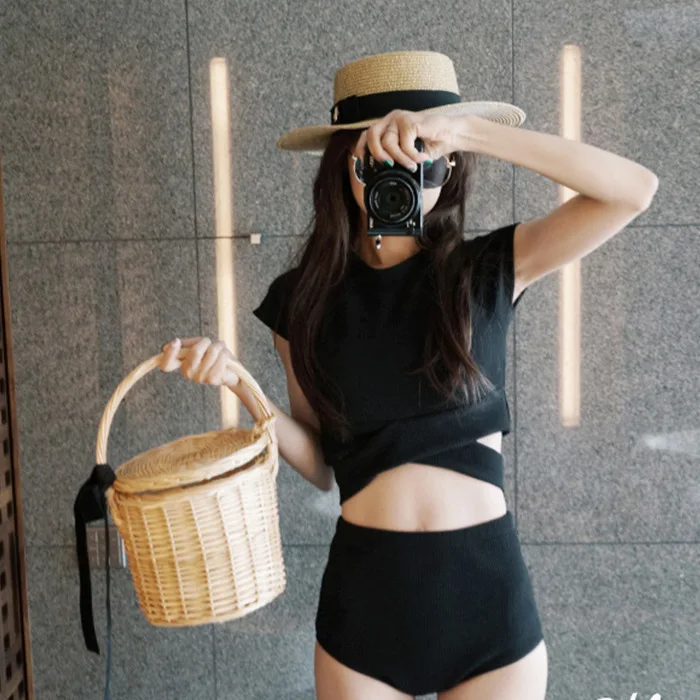 

Korean Style High Waist Bikini Set Women Padded Biquini Suit Two Pieces Swimwear Swimsuit High Quality Beach Suit 2020 New