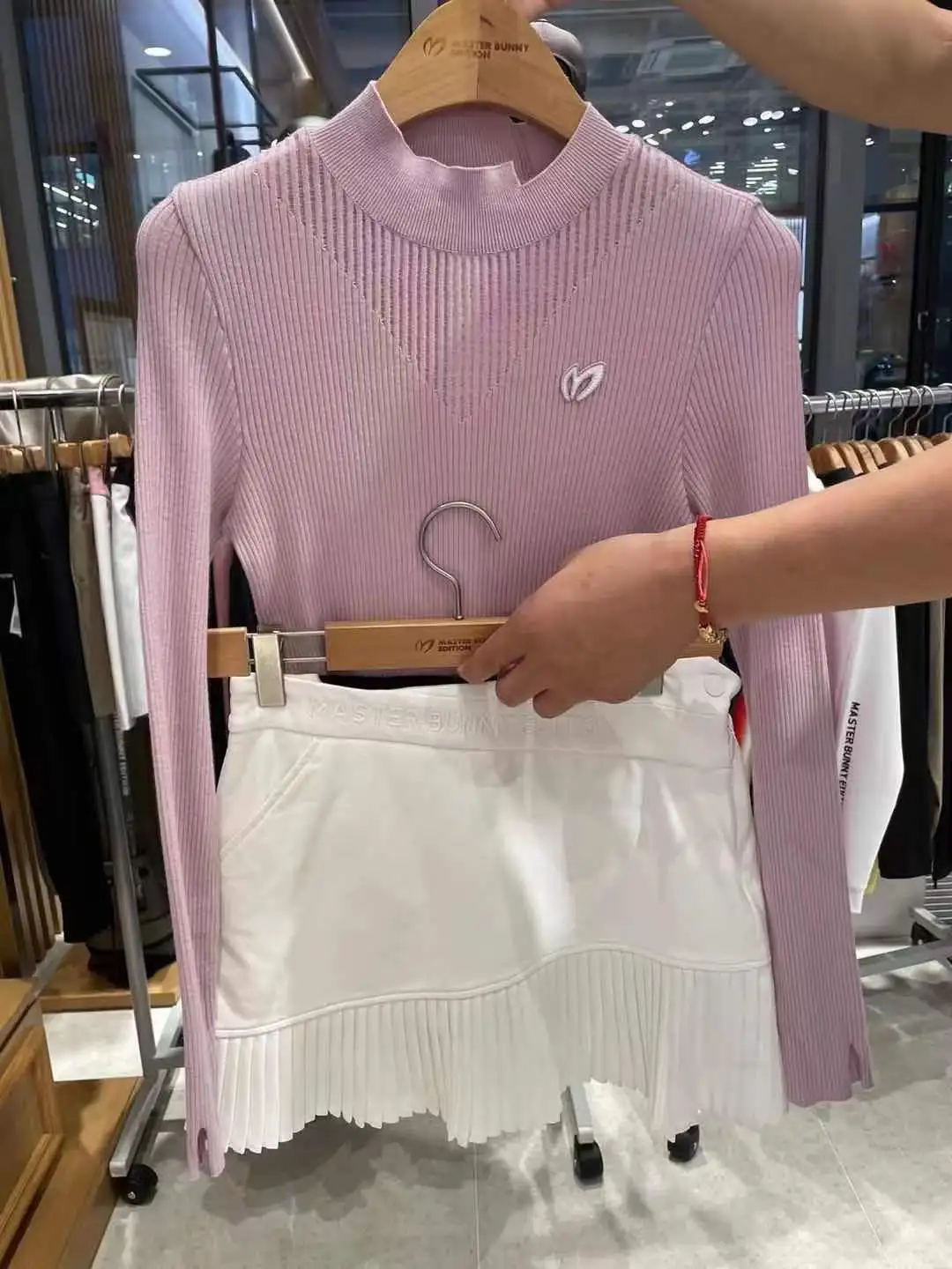 

Пикантная одежда для гольфа, женский спортивный Вязаный топ с круглым вырезом и длинными рукавами, универсальный костюм для гольфа