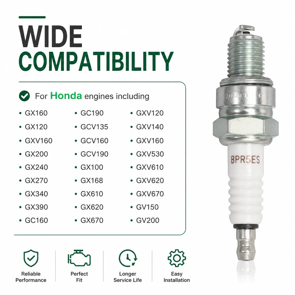 Фото Комплект из 2 свечей зажигания для Honda 98079-55846 BPR5ES, замена NGK 7734, Torch F5RTC, для генераторов и газонокосилок GX160 GX120 GXV160 №3
