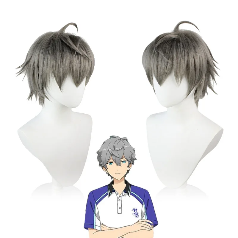 

Idol Fantasy Matsuri Naizumi Cosplay Anime Wig Silver Gray Halloween Short Hairband Bangs Men's Heat Resistant Synthetic Wig