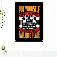 put yourself fall into place exercise inspirational tapestry hanging painting home decor fitness workout poster gym banner flag